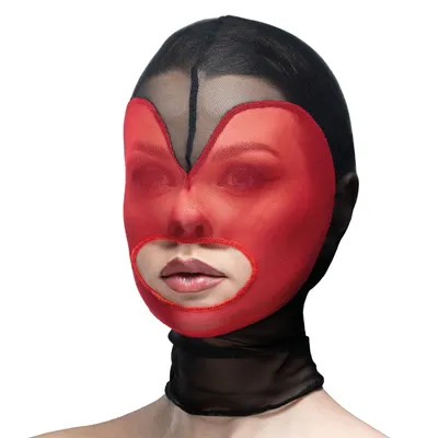 Маска Feral Feelings Hearts Hood Mask, червона з чорним контуром серця