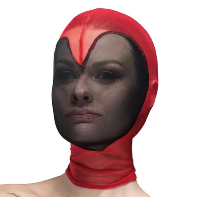 Маска Feral Feelings Hearts Hood Mask, чорна з червоним контуром серця