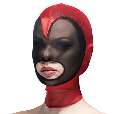 Маска Feral Feelings Hearts Hood Mask, червоно-чорна