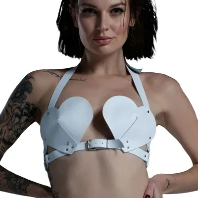 Ліф Feral Feelings Hearts Bra White з чашками у формі сердець
