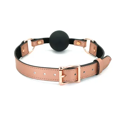 Кляп Liebe Seele Rose Gold Memory Ball Gag, силіконова кулька, шкіряний ремінець