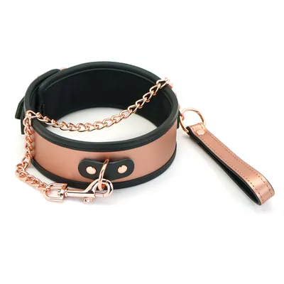 Нашийник з повідцем Liebe Seele Rose Gold Memory Collar with Leash, натуральна шкіра
