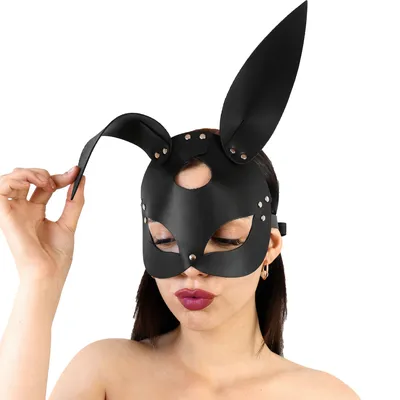 Шкіряна маска Зайчика Art of Sex - Bunny mask, чорна
