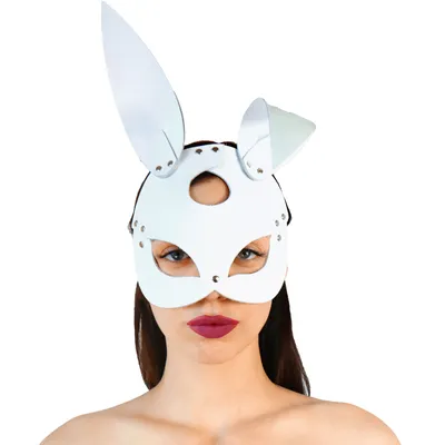 Шкіряна маска Зайчика Art of Sex - Bunny mask, білий колір