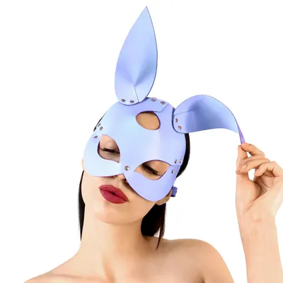 Шкіряна маска Зайчика Art of Sex - Bunny mask, лавандовий колір