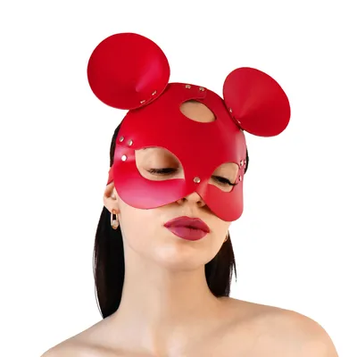 Шкіряна маска мишки Art of Sex - Mouse Mask, колір червоний