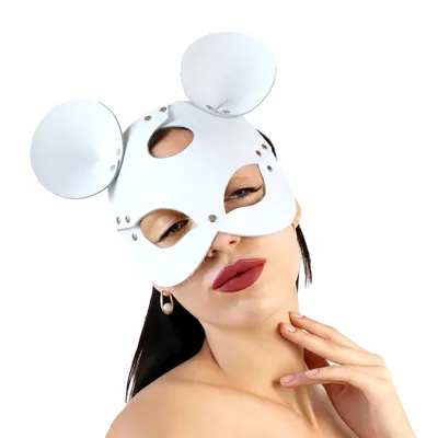 Шкіряна маска миші Art of Sex - Mouse Mask, білий колір