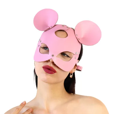 Шкіряна маска мишки Art of Sex - Mouse Mask, колір рожевий