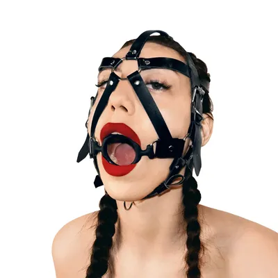 Кляп-маска з силіконовим кільцем Art of Sex - Tamer, чорна