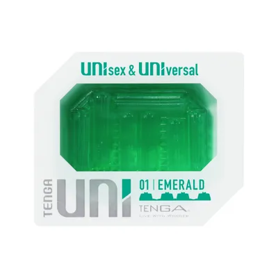 Насадка-стимулятор Tenga UNI Emerald, зелена, з геометричним рельєфом