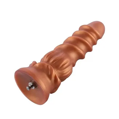 Фалоімітатор для секс-машин Hismith Spiral Grain Silicone Dildo Monster Series, золотистий