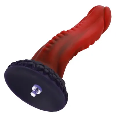 Фалоімітатор Hismith 8.35″ Curved Silicone Dildo Red Monster Series, система KlicLok
