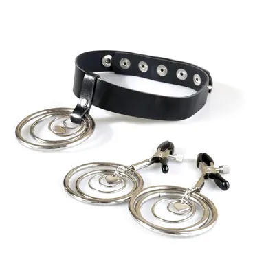 Набір чокер та затискачі для сосків Art of Sex - Choker and Nipple clamps Triada, чорний
