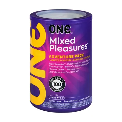 Набір презервативів ONE Mixed Pleasures, 100 шт, 10 видів, тубус