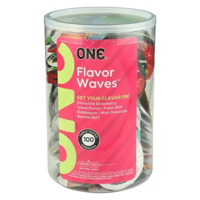 Набір ароматизованих презервативів ONE FlavorWaves, 100 шт, 6 ароматів, тубус