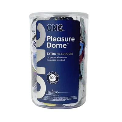 Набір презервативів ONE Pleasure Dome, 100 шт, з розширеною головкою, тубус