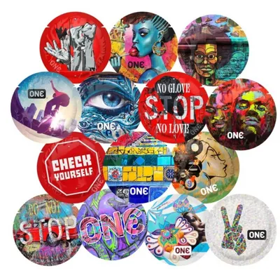 Презерватив ONE Street Art Collection, 1 шт, гладкий, зі змазкою (США)