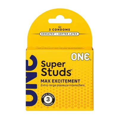 Презервативи ONE Super Studs, 3 шт, з точковим рельєфом
