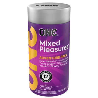 Презервативи ONE Mixed Pleasures, 12 шт, 6 видів, США