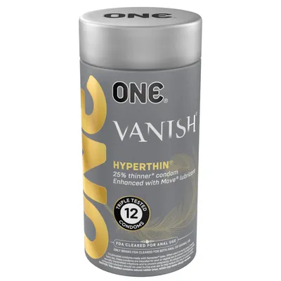 Презервативи ONE Vanish Hyperthin, 12 шт, ультратонкі, зі змазкою, тубус