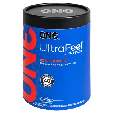 Презервативи ONE UltraFeel, ультратонкі, з додатковою змазкою, 40 шт, тубус