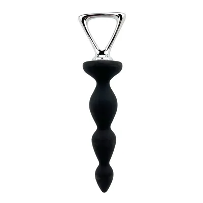 Анальний ланцюжок Adrien Lastic Arrow II, чорний, силіконовий, з металевою ручкою, діаметр 3,2 см