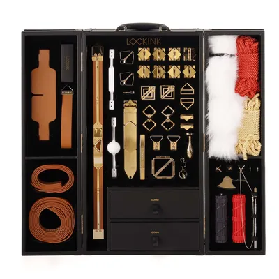 БДСМ-набір LOCKINK All-in-1 BDSM Play Kit, коричневий, шкіряні ремені та аксесуари