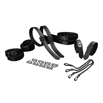 Набір для бондажу LOCKINK 8-Bondage-Straps Restraint Set, чорний, 8 ременів зі шкіри
