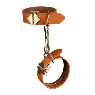 Фіксатори для рук і ніг LOCKINK Wristcuffs/Anklecuffs, коричневі, натуральна шкіра
