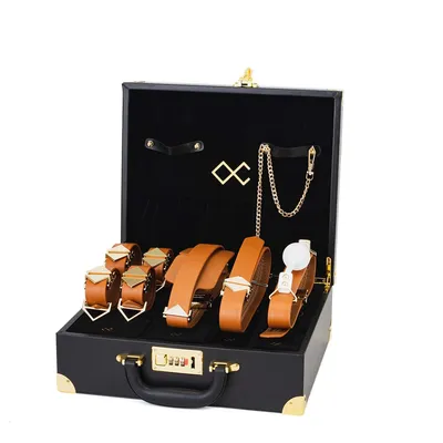 БДСМ-набір LOCKINK Moonlight Treasure Chest, чорний, натуральна шкіра