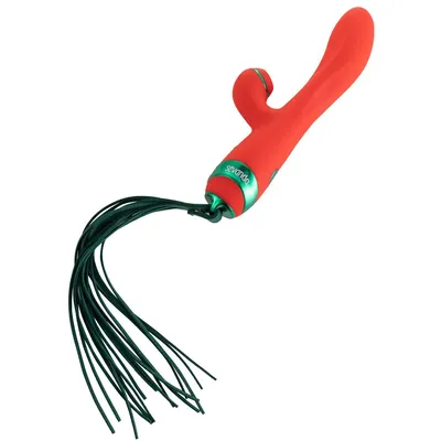 Вібратор-кролик LOCKINK SEVANDA Whip Vibrating Massage Wand зі знімним флоггером, червоно-зелений
