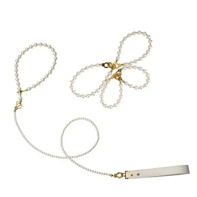 Перлинний набір для фіксації LOCKINK Pearl Bondage & Restraint Set, наручники, поножі, повідець