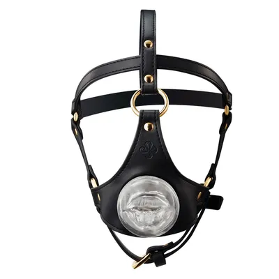 Маска-збруя для мінету LOCKINK SEVANDA Blowjob Head Harness, чорна