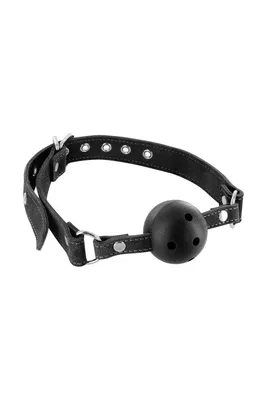 Кляп Fetish Tentation Premium Leather gag with stiff ball, шкіряний ремінець