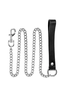 Повідець зі шкіри Fetish Tentation Premium Metal leash with cowhide leather, 115 см