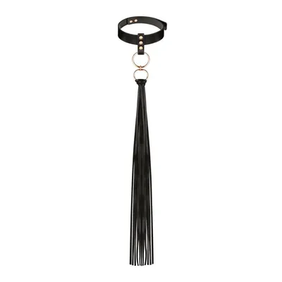 Нашийник з флогером Rosy Gold Collar with Flogger, чорний
