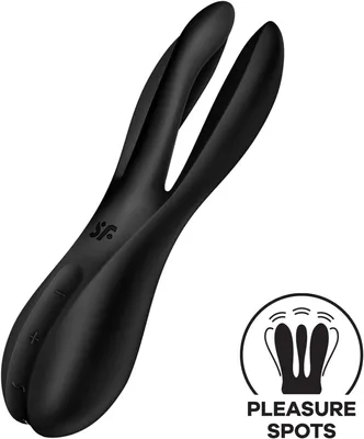 Кліторальний вібратор Satisfyer Threesome 2 Black, 3 гнучкі пальчики, 3 мотори