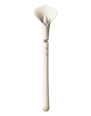 Вібромасажер Zalo – Calla Ivory White, двосторонній, 2 мотори