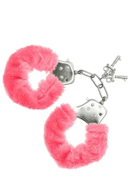 Наручники S Pleasures Furry Cuffs Pink з пухнастим оздобленням