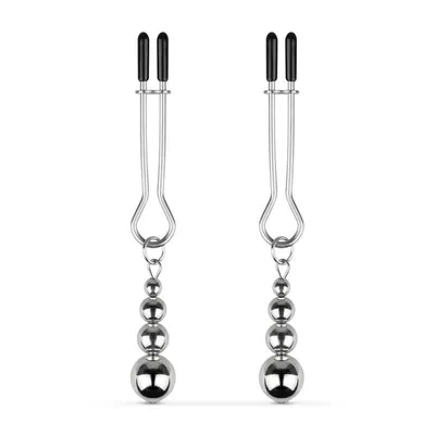 Затискачі для сосків Bedroom Fantasies Nipple Clamps with Beaded Chain, срібні