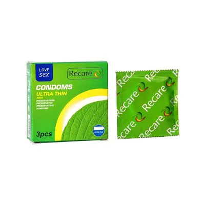 Презервативи Recare Ultra Thin Mint Condoms, 3 шт, аромат м'ята