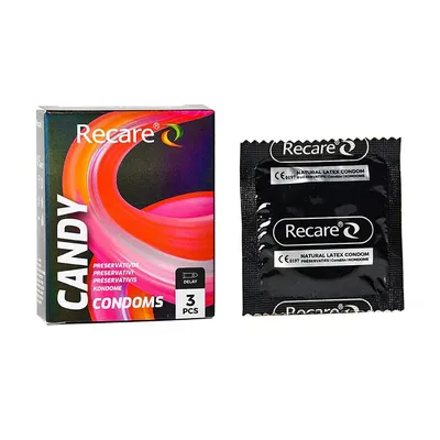Презервативи Recare Holographic Delay Candy Condoms, 3 шт, пролонгувальний ефект, цукерковий аромат