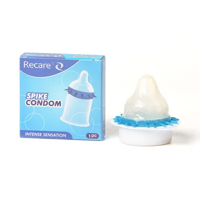 Насадка на член Recare Spike Condom Blue з шипами