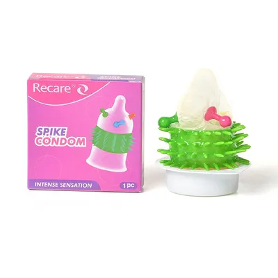 Насадка на член Recare Spike Condom Pink з кульками та рядами шипів