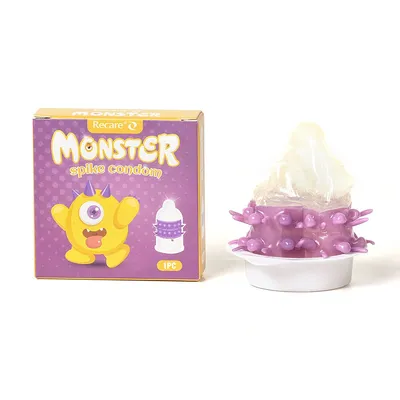 Насадка на член Recare Yellow Monster Spike Condom з рядами пухирців та шипів