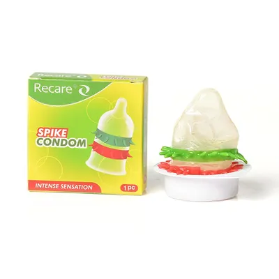 Насадка на член Recare Spike Condom Green з рядами шипів