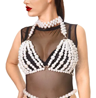 Ліф з перлин Art of Sex - Jasmine, колір білий, розмір XS-2XL