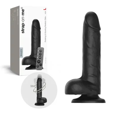 Фалоімітатор з вібрацією та ротацією Strap-On-Me Rotating & Vibrating Realistic Dildo L Black
