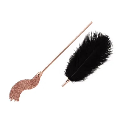 Лоскотка з металевим флогером Rosy Gold - Feather Tickler & Whip