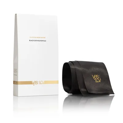 Сатинова пов'язка-стрічка на очі YESforLOV BLACK SATIN BLINDFOLD